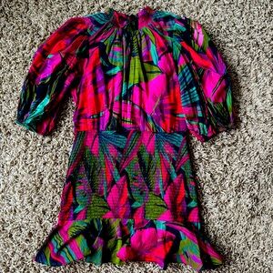 Farm Rio midnight leaves dress